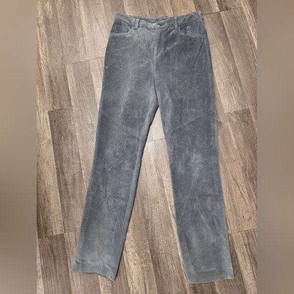 Jones New York Signature Genuine Leather Pants Grey 4 Westerncore Boho Hippie - Picture 1 of 10